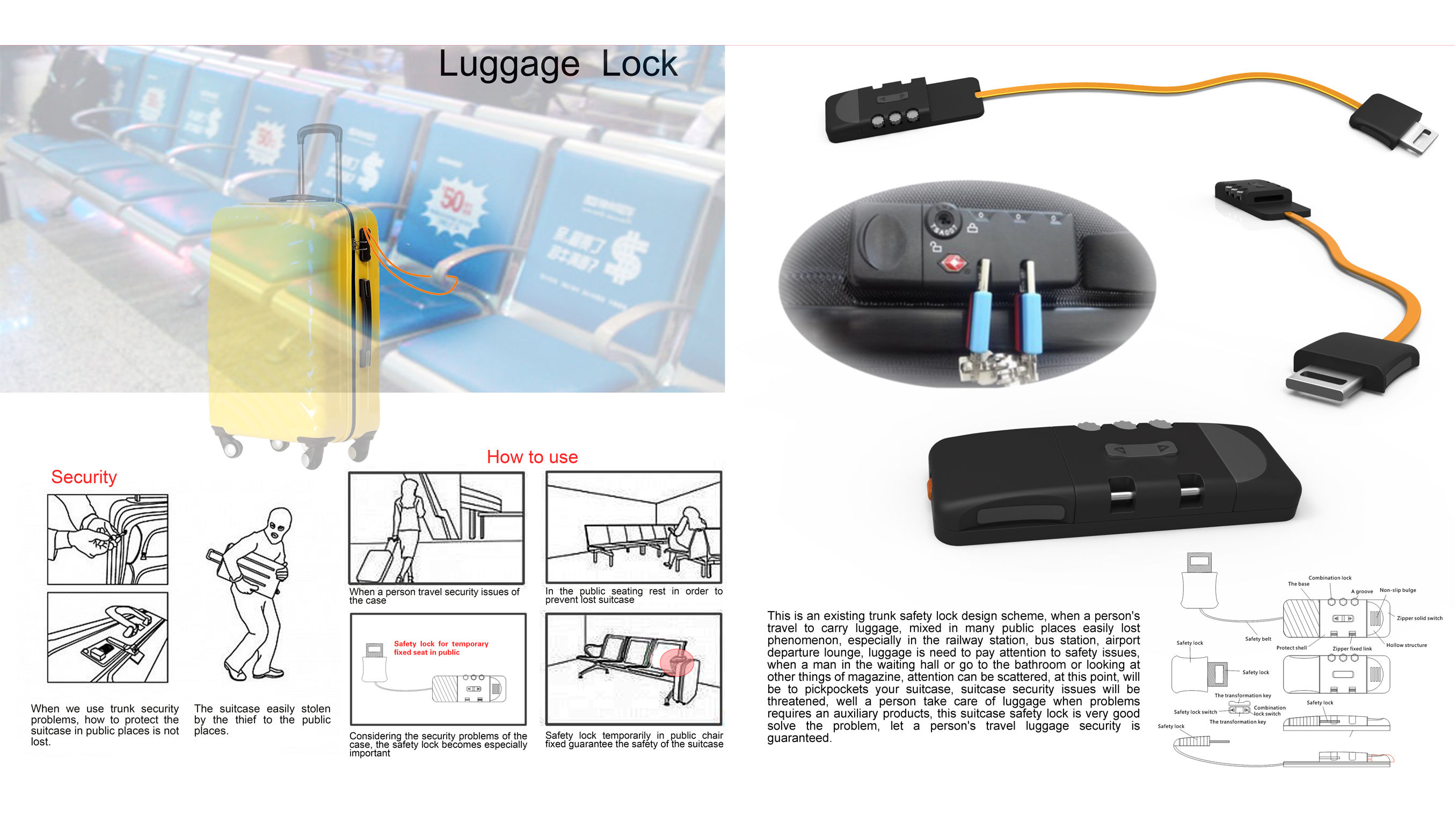 airport travel design combination lock