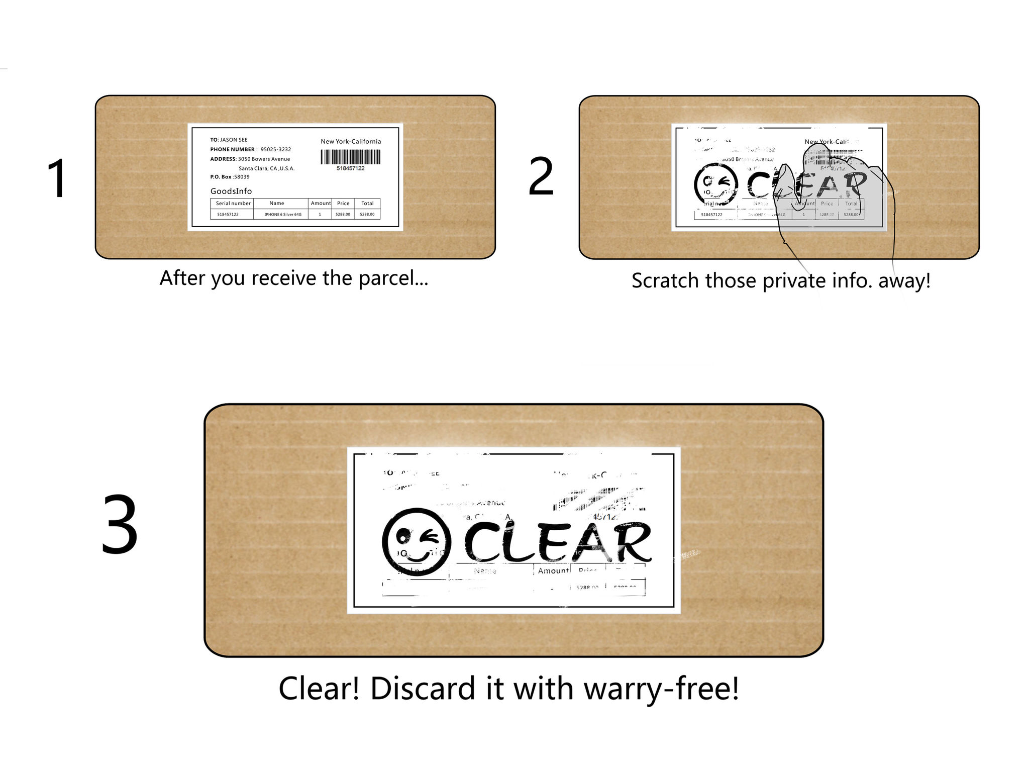 Scratch-Away Parcel Label