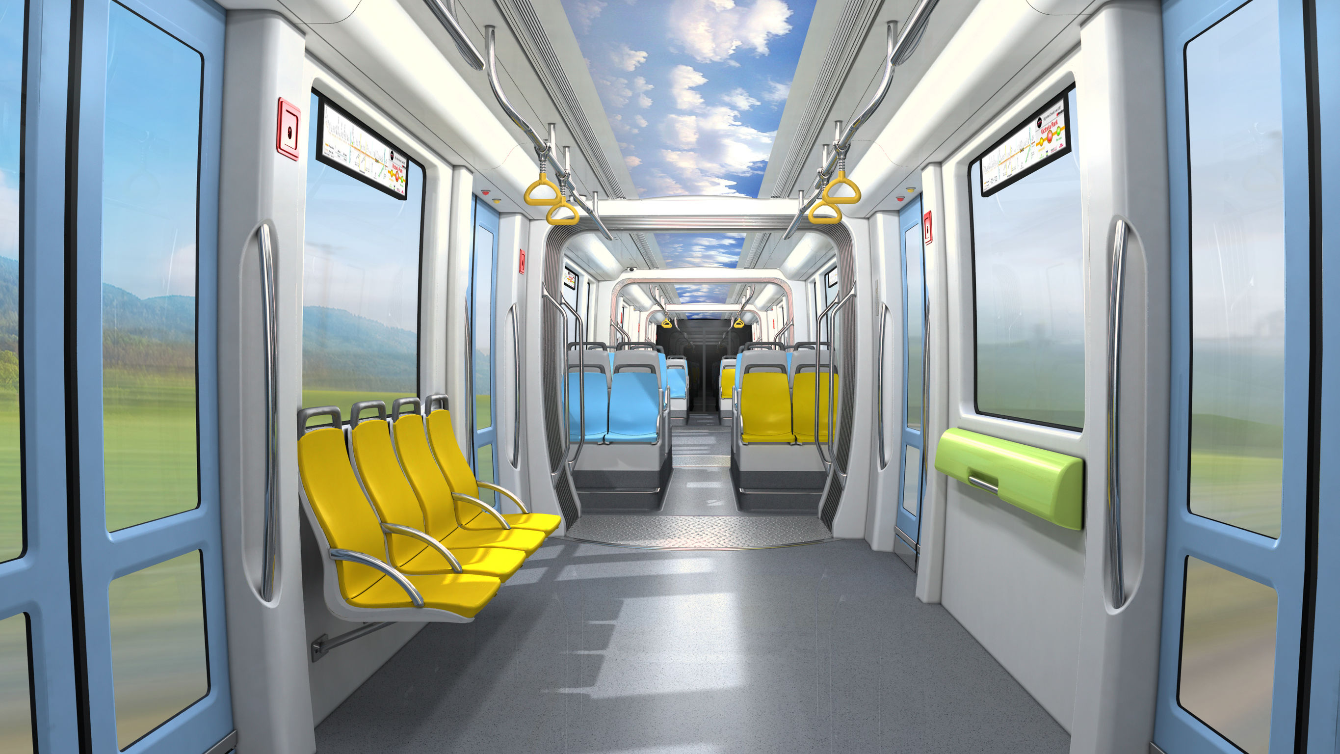 futuristic train interior