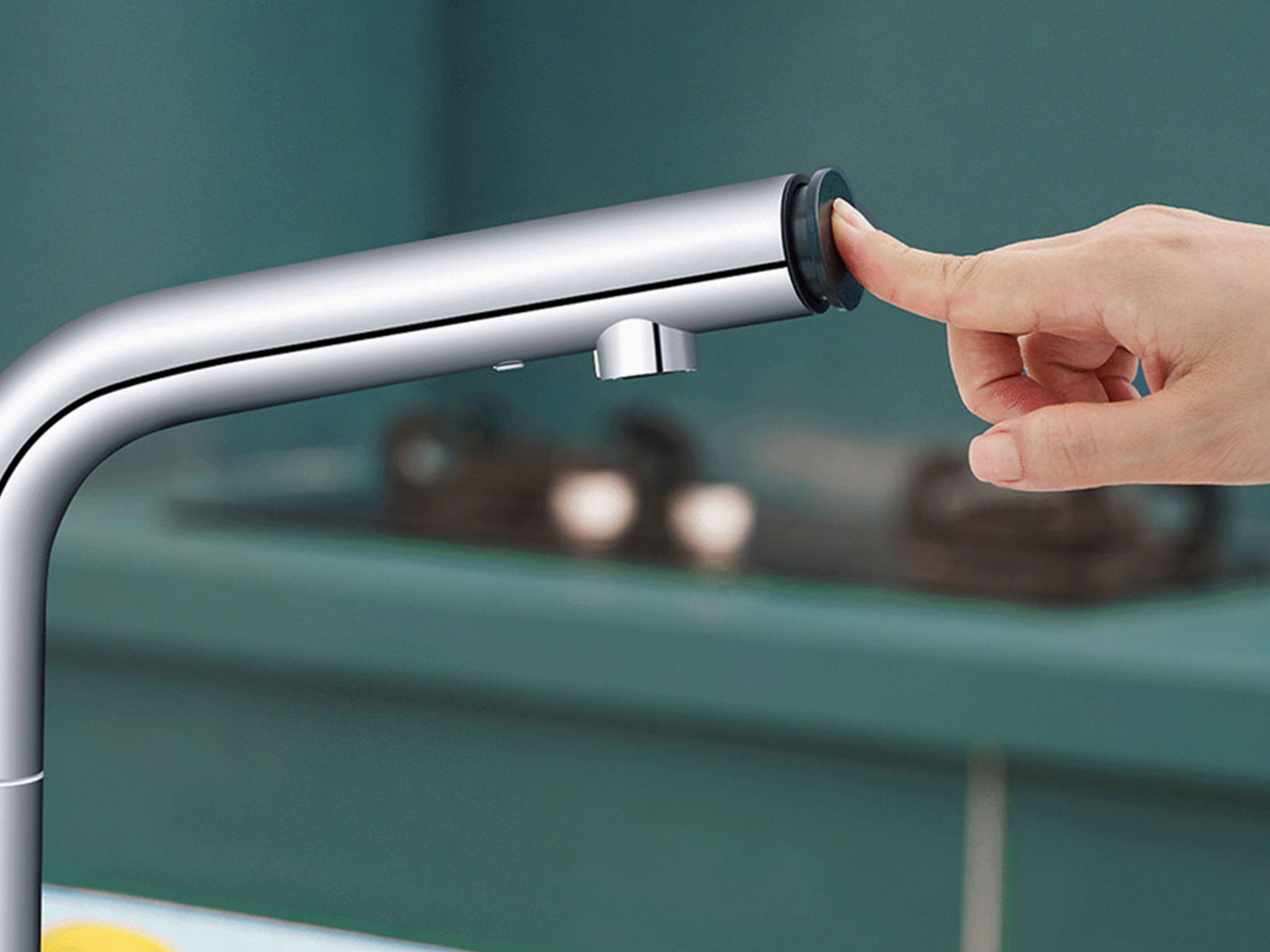 One-button water stop kitchen faucet